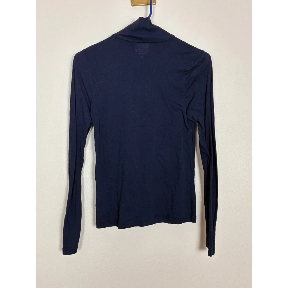 J. Crew Womens Navy Blue Mock Neck Long Sleeve Top CD305 FA24 Size Medium